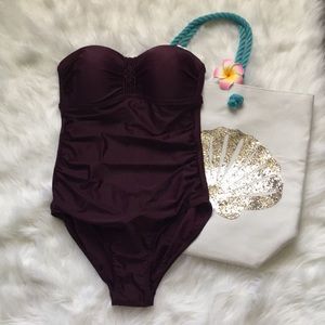 Merona Plum Strapless Sweetheart Plum One-piece